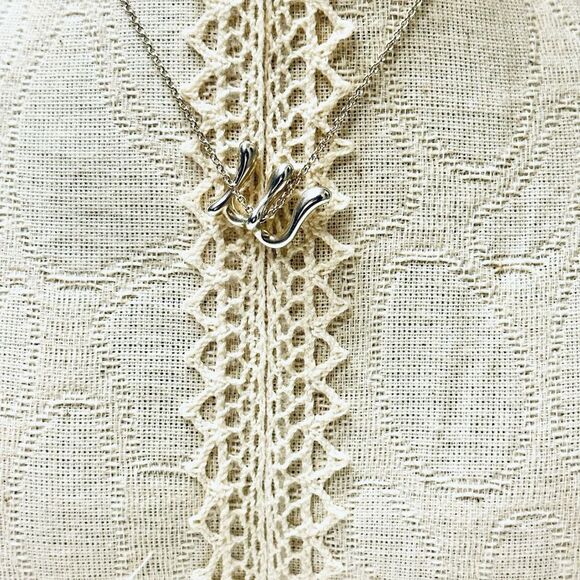 Tiffany & Co Elsa Peretti Letter M Necklace in Silver, 16" - Picture 3 of 9